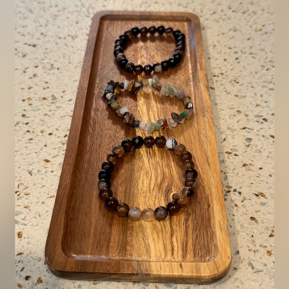 Set of 3 New Beaded Stretchy Bracelets - #8